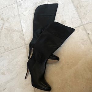 Audrey Brooke talk black leather stiletto boots Size 8 brand new